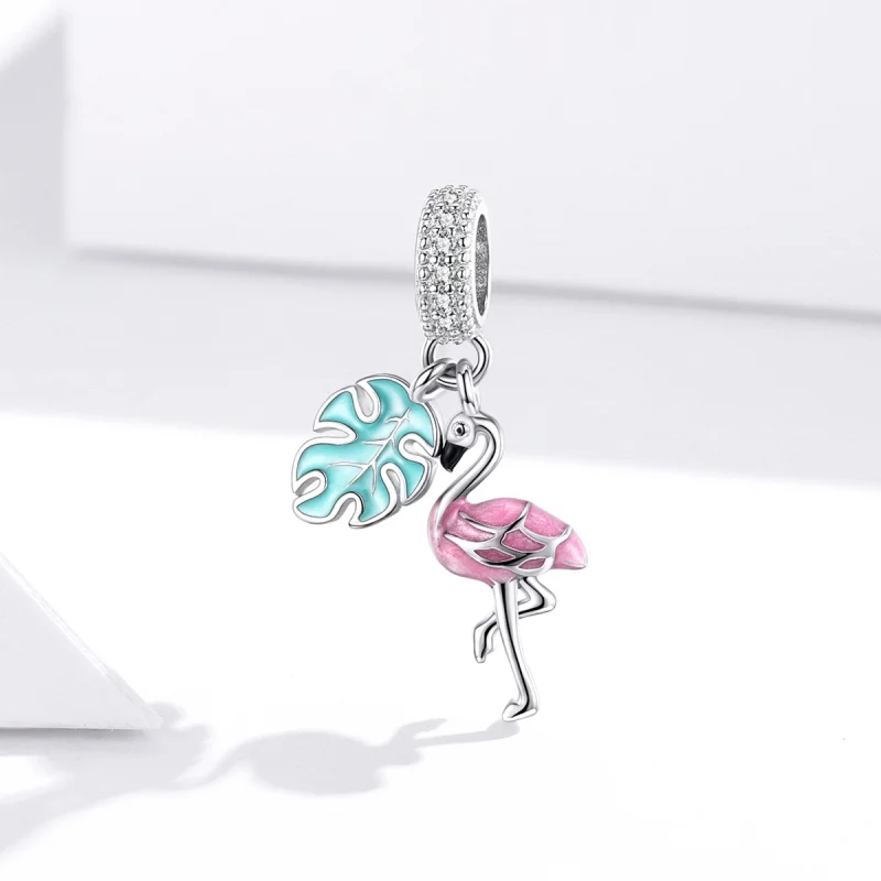 (image for) Pandora Style Flamingo Dangle - BSC277 - View 2