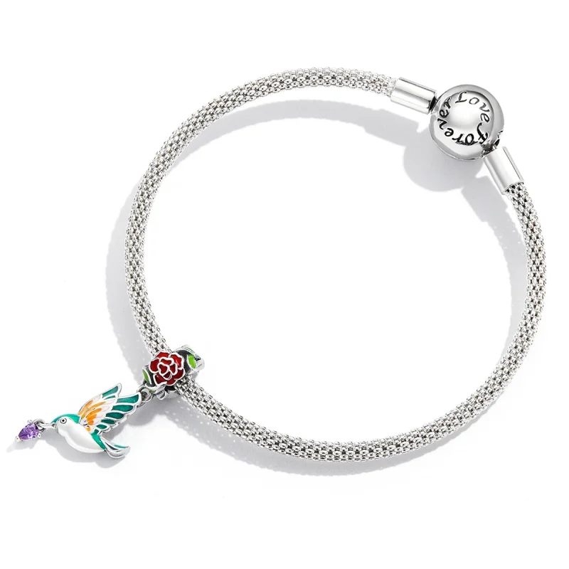 (image for) Pandora Style Flowers and Birds Dangle - SCC2195 - View 4