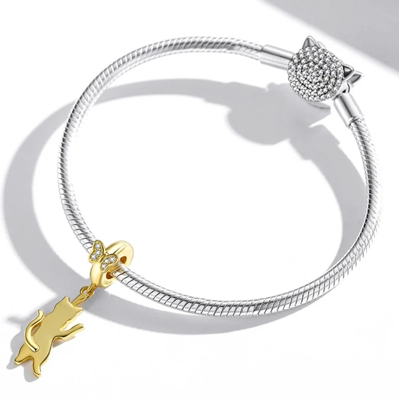 (image for) Pandora Style Flutter Cat Dangle - SCC2050 - View 3