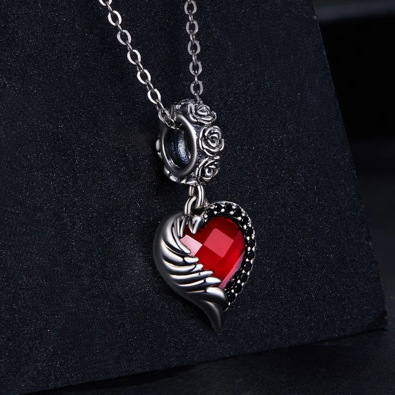 (image for) Pandora Style Heart of Roses Dangle - SCC2406 - View 2