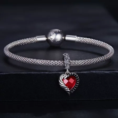 Pandora Style Heart of Roses Dangle - SCC2406