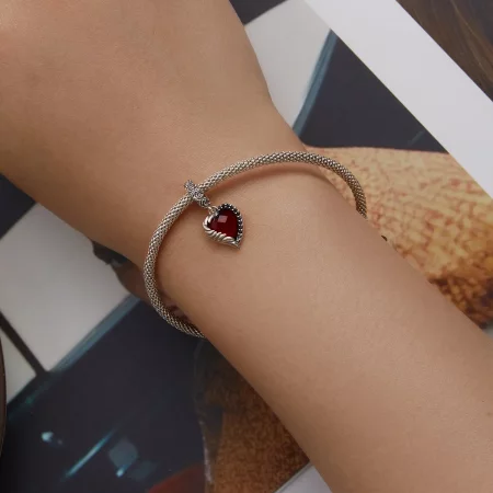 Pandora Style Heart of Roses Dangle - SCC2406