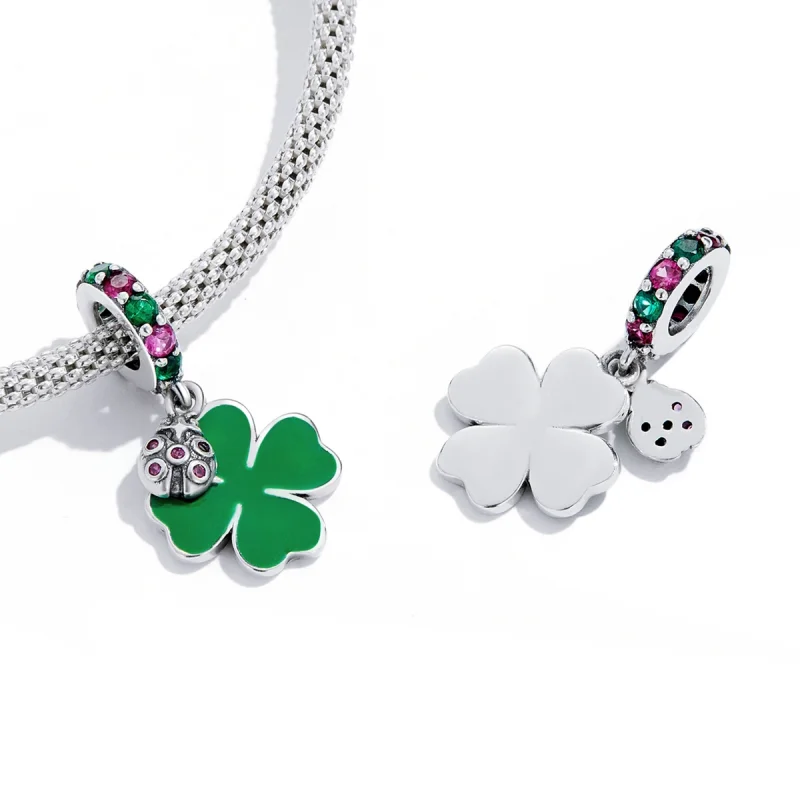 (image for) Pandora Style Ladybug Clover Dangle - SCC2187 - View 3