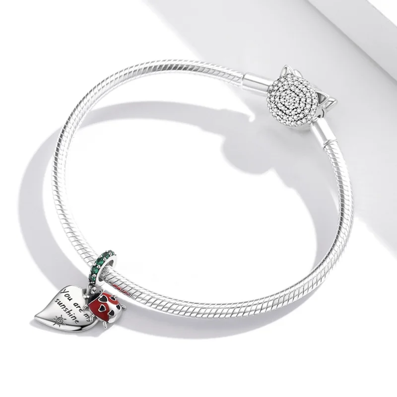 (image for) Pandora Style Ladybug with Leaves Dangle - BSC492 - View 3