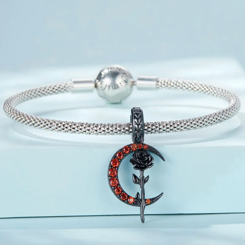 (image for) Pandora Style Moon Rose Dangle - SCC2384 - View 3