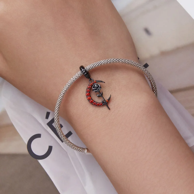 (image for) Pandora Style Moon Rose Dangle - SCC2384 - View 5