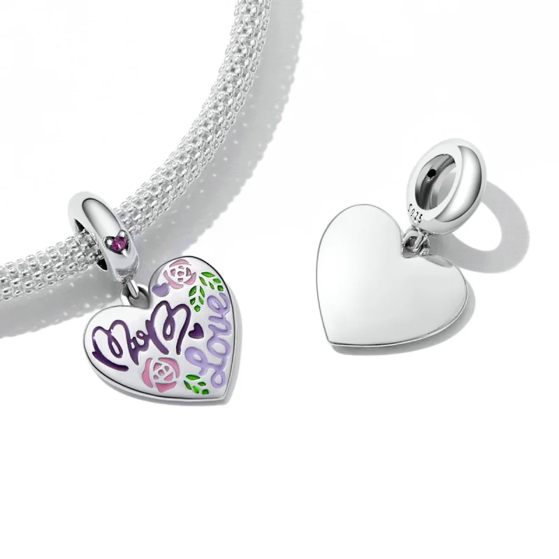 (image for) Pandora Style Mother's Day - Colorful Graffiti Hearts Dangle - BSC594 - View 4