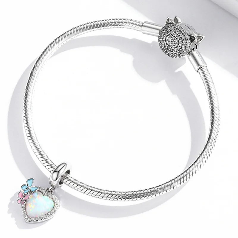 (image for) Pandora Style Opal Heart Butterfly Dangle - SCC2101 - View 3