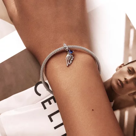 Pandora Style Openwork Out Wings Dangle - SCC2071