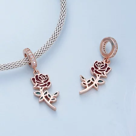 Pandora Style Red Rose Dangle - BSC642