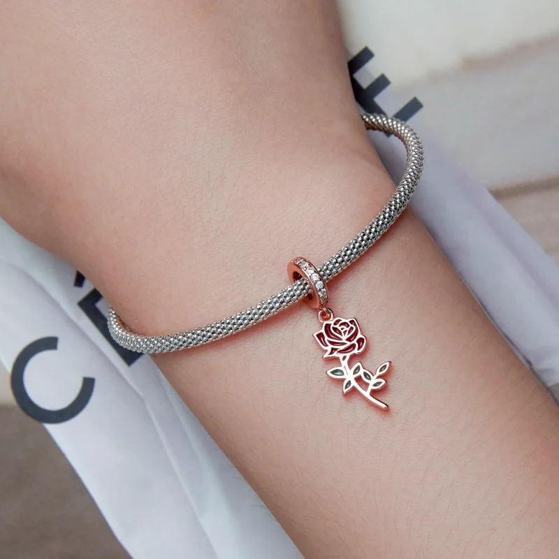 (image for) Pandora Style Red Rose Dangle - BSC642 - View 5