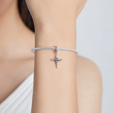 Pandora Style Rose Cross Dangle - BSC526