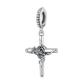 Pandora Style Rose Cross Dangle - BSC526 Pandora Style Rose Cross Dangle - BSC526