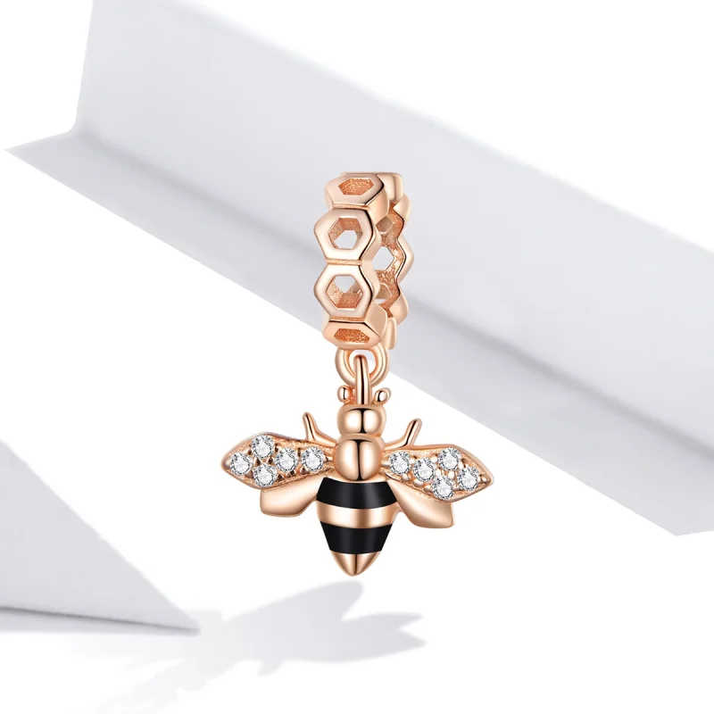 (image for) Pandora Style Rose Gold Little Bee Dangle - BSC370 - View 2