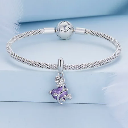 Pandora Style Rose Heart Dangle - BSC661