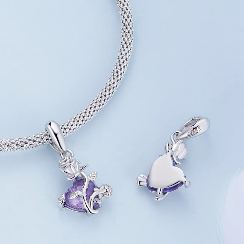 (image for) Pandora Style Rose Heart Dangle - BSC661 - View 4