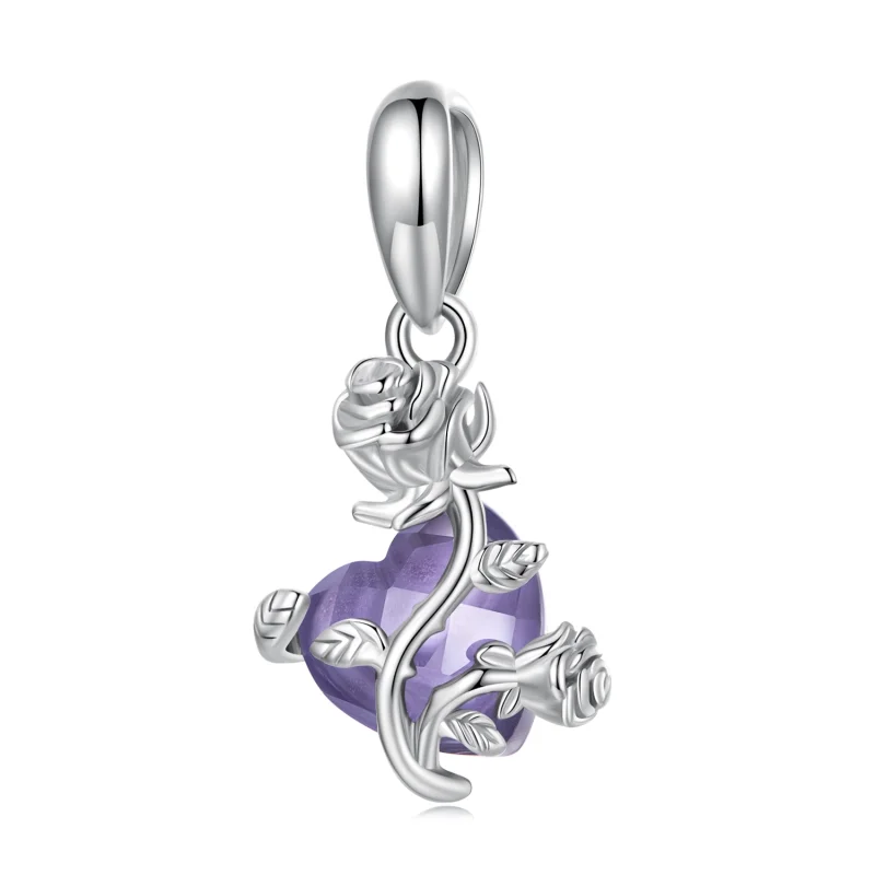 (image for) Pandora Style Rose Heart Dangle - BSC661 - Product Image