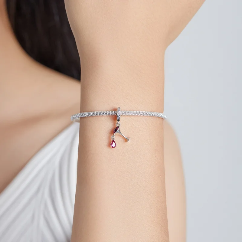 (image for) Pandora Style Shaken Wine Glass Dangle - SCC1997 - View 5