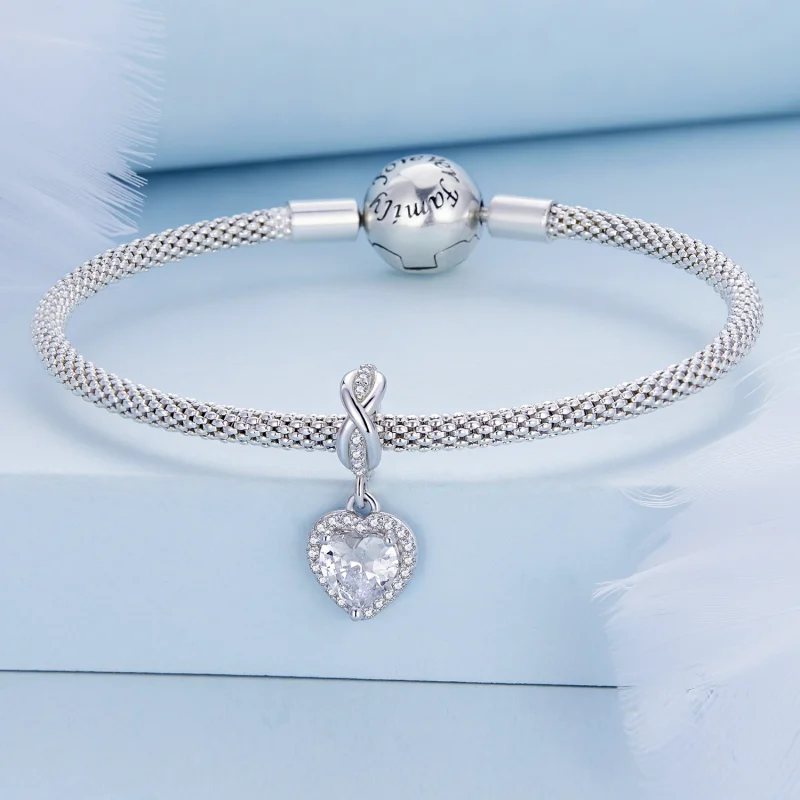 (image for) Pandora Style Shining Heart Dangle - BSC663 - View 3