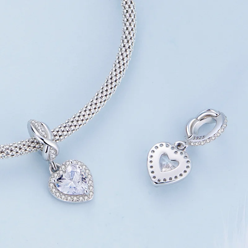 (image for) Pandora Style Shining Heart Dangle - BSC663 - View 4