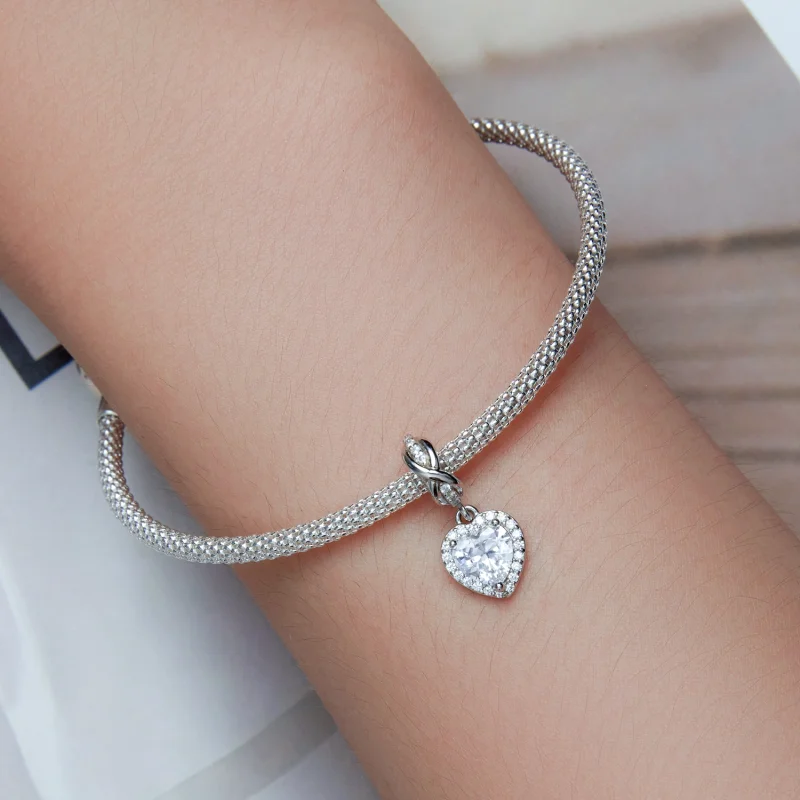 (image for) Pandora Style Shining Heart Dangle - BSC663 - View 5