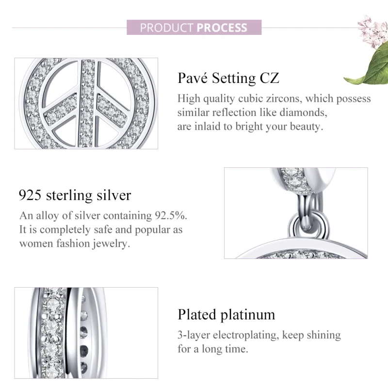 (image for) Pandora Style Silver Anti-War Dangle - SCC1367 - View 7