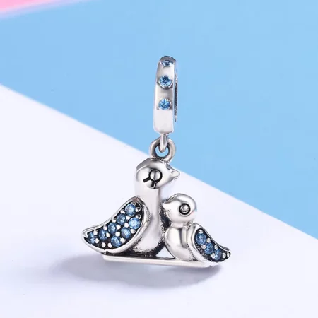 Pandora Style Silver Baby Bird With Mother Dangle - SCC426