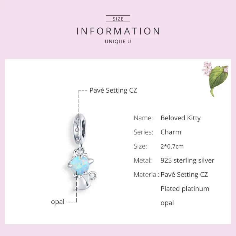 (image for) Pandora Style Silver Beloved Kitty Dangle - BSC235 - View 7