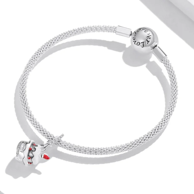 (image for) Pandora Style Silver Birthday Cake Dangle - SCC1848 - View 3