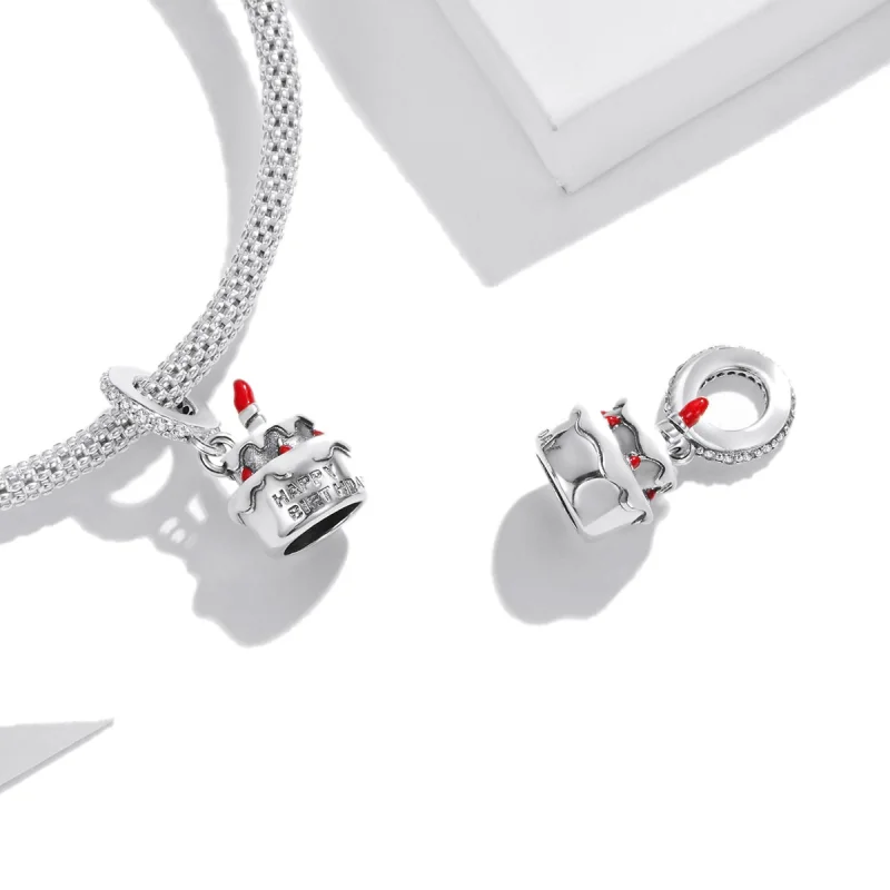 (image for) Pandora Style Silver Birthday Cake Dangle - SCC1848 - View 4