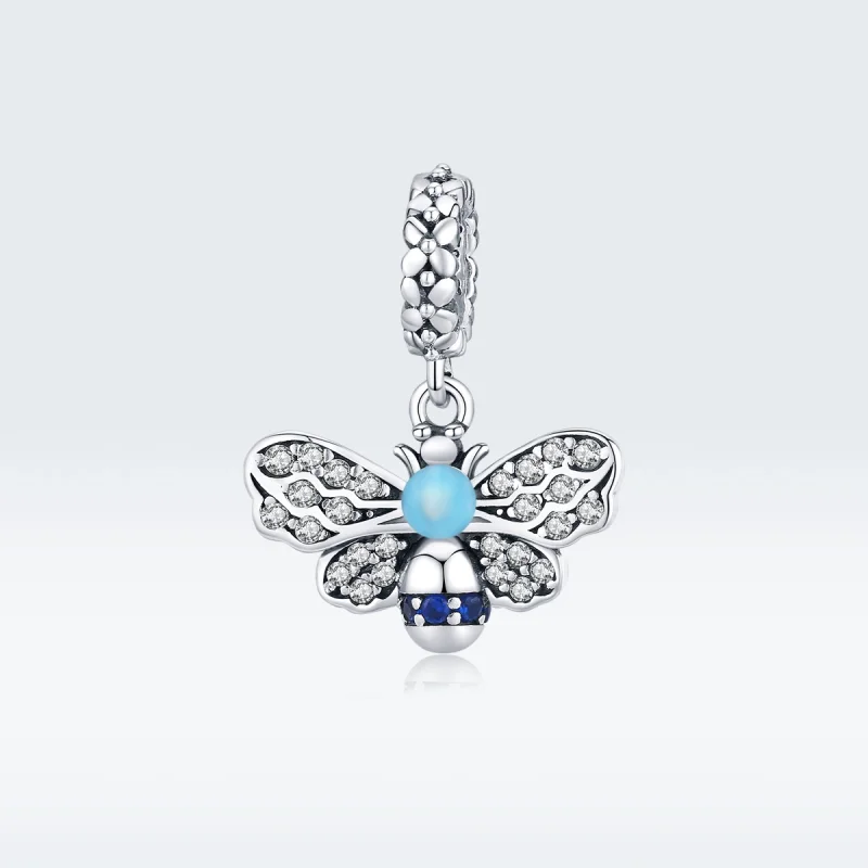 (image for) Pandora Style Silver Blue Bee Dangle - SCC1480 - View 5