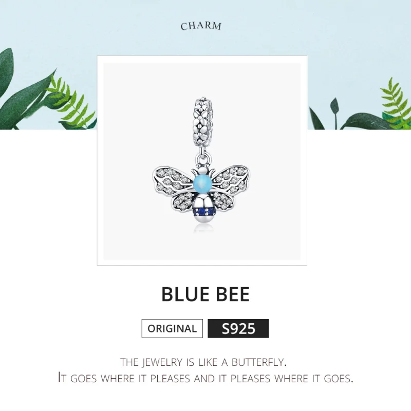 (image for) Pandora Style Silver Blue Bee Dangle - SCC1480 - View 6