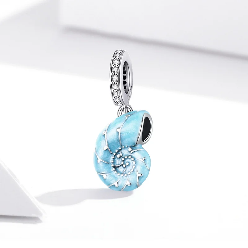 (image for) Pandora Style Silver Blue Conch Dangle - SCC1560 - View 3