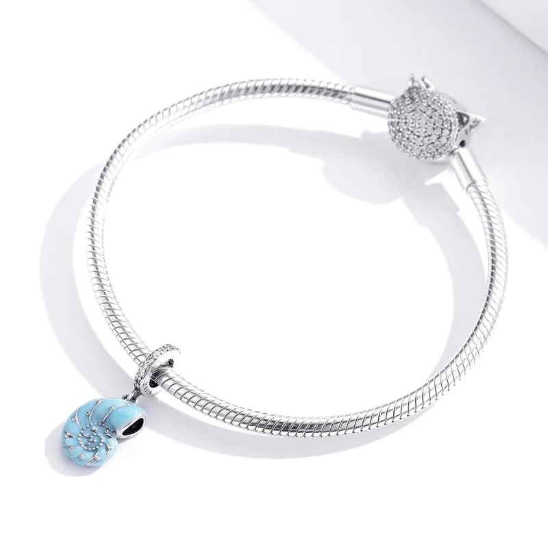 (image for) Pandora Style Silver Blue Conch Dangle - SCC1560 - View 4