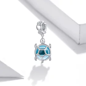 Pandora Style Silver Blue Murano Glass Turtle Dangle - SCC1804 Pandora Style Silver Blue Murano Glass Turtle Dangle - SCC1804