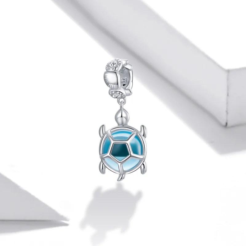 (image for) Pandora Style Silver Blue Murano Glass Turtle Dangle - SCC1804 - View 2