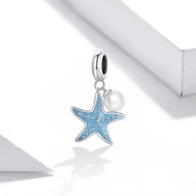 Pandora Style Silver Blue Starfish Dangle - SCC1807 Pandora Style Silver Blue Starfish Dangle - SCC1807