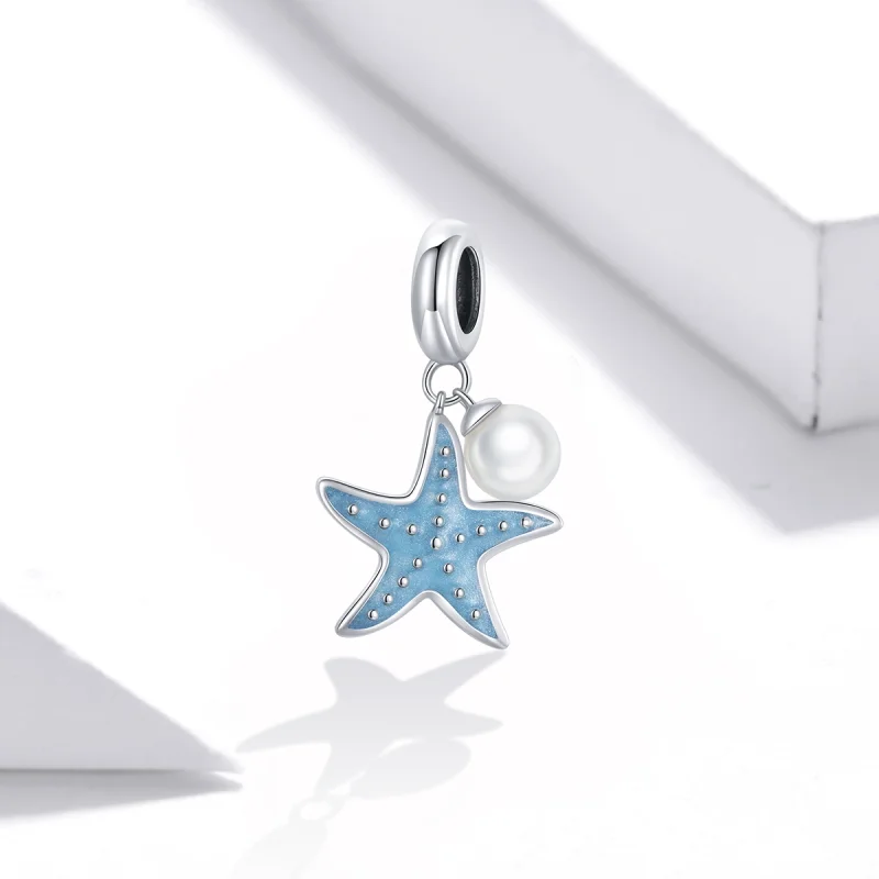 (image for) Pandora Style Silver Blue Starfish Dangle - SCC1807 - View 2