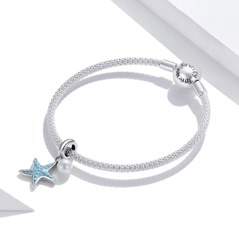 (image for) Pandora Style Silver Blue Starfish Dangle - SCC1807 - View 3