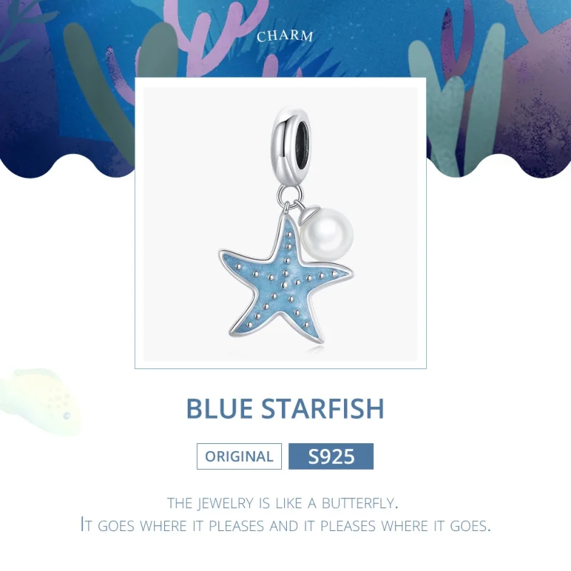 (image for) Pandora Style Silver Blue Starfish Dangle - SCC1807 - View 6