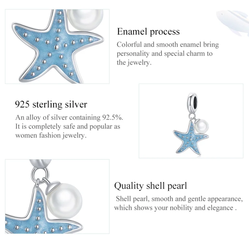 (image for) Pandora Style Silver Blue Starfish Dangle - SCC1807 - View 7