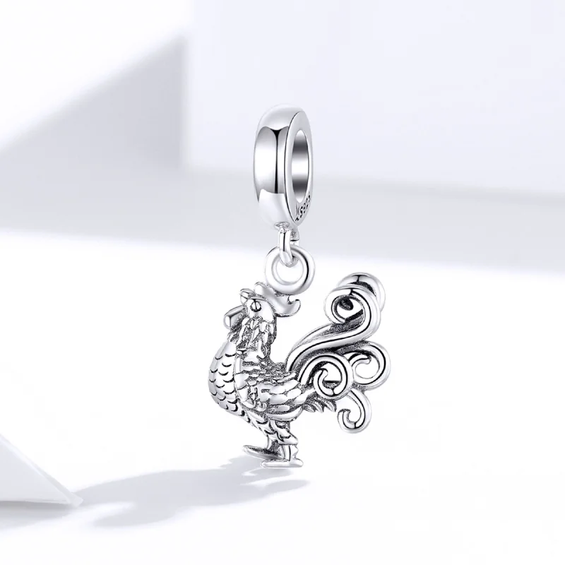 (image for) Pandora Style Silver Brave Rooster Dangle - SCC1337 - View 2