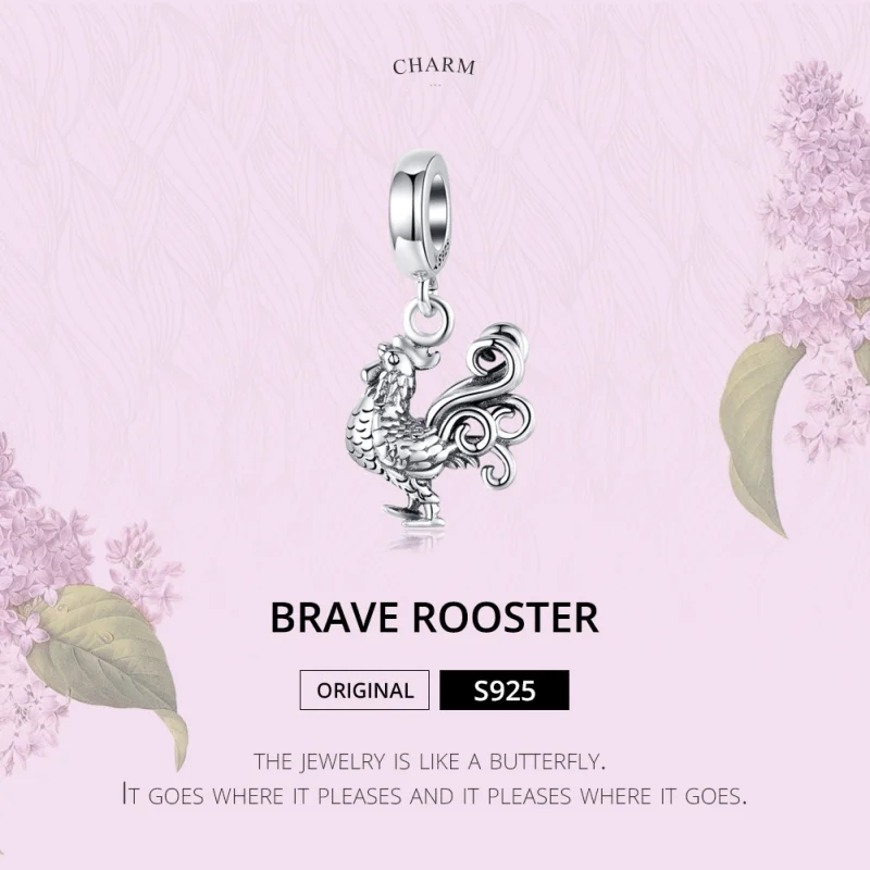 (image for) Pandora Style Silver Brave Rooster Dangle - SCC1337 - View 6