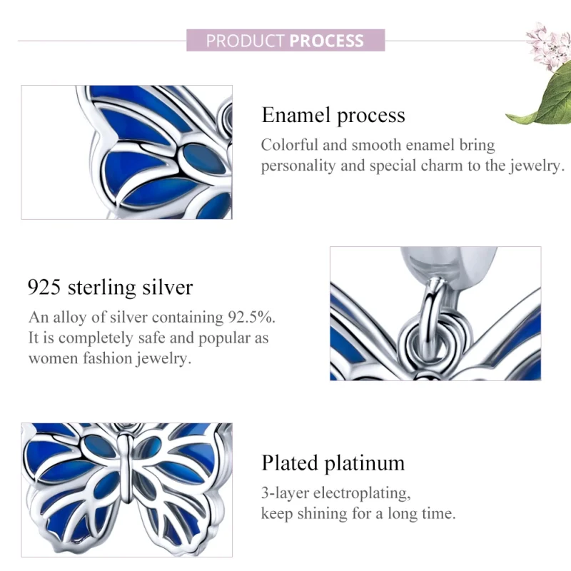 (image for) Pandora Style Silver Butterfly Dangle - BSC149 - View 8