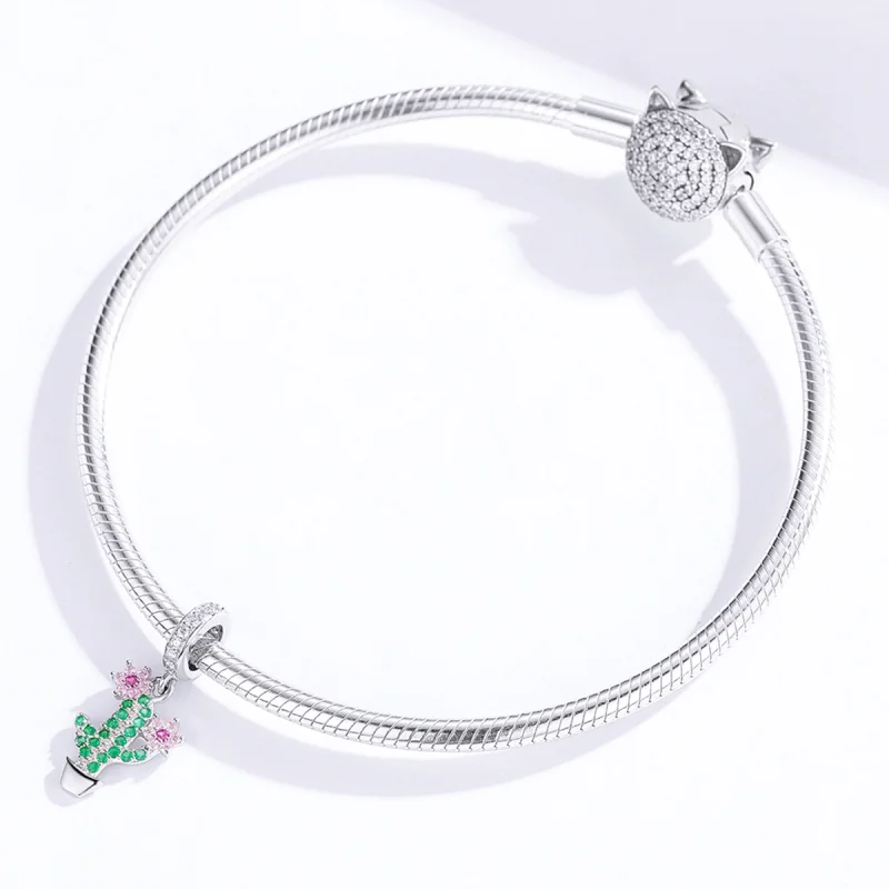(image for) Pandora Style Silver Cactus Dangle - BSC121 - View 3