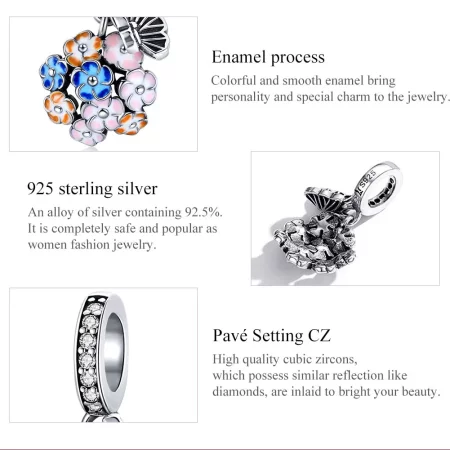 Pandora Style Silver Colorful Garden Dangle - SCC1702