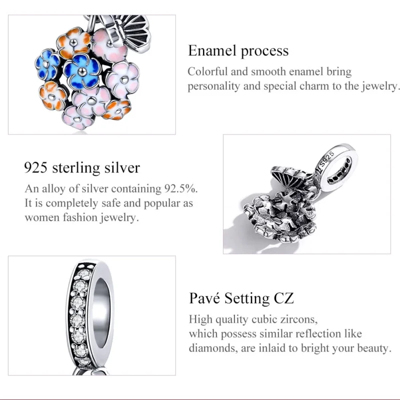 (image for) Pandora Style Silver Colorful Garden Dangle - SCC1702 - View 7