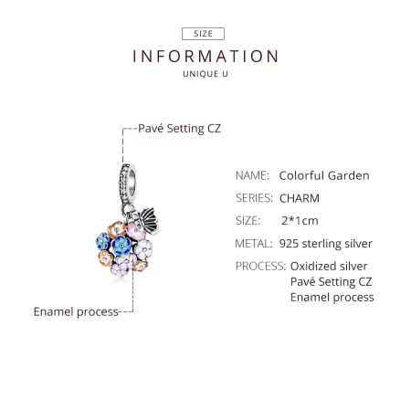 Pandora Style Silver Colorful Garden Dangle - SCC1702