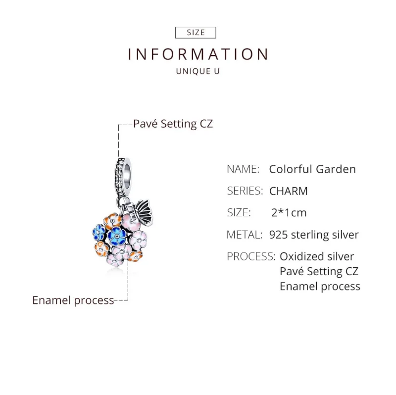 (image for) Pandora Style Silver Colorful Garden Dangle - SCC1702 - View 8