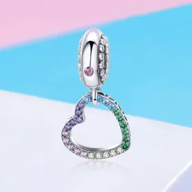 Pandora Style Silver Colorful Heart Dangle - SCC896 Pandora Style Silver Colorful Heart Dangle - SCC896